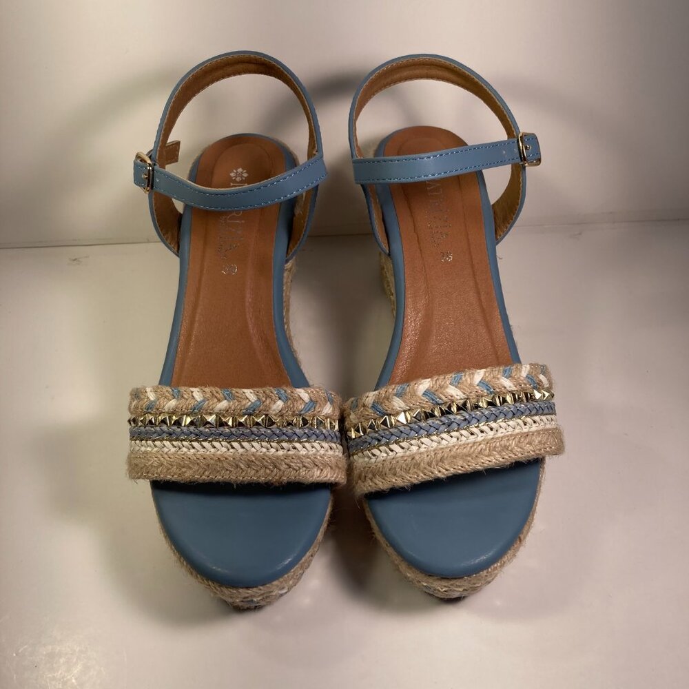 Patrizia Light Blue Espadrille Wedge Sandals/ Studded/ Size US 8.5 - Picture 3 of 8